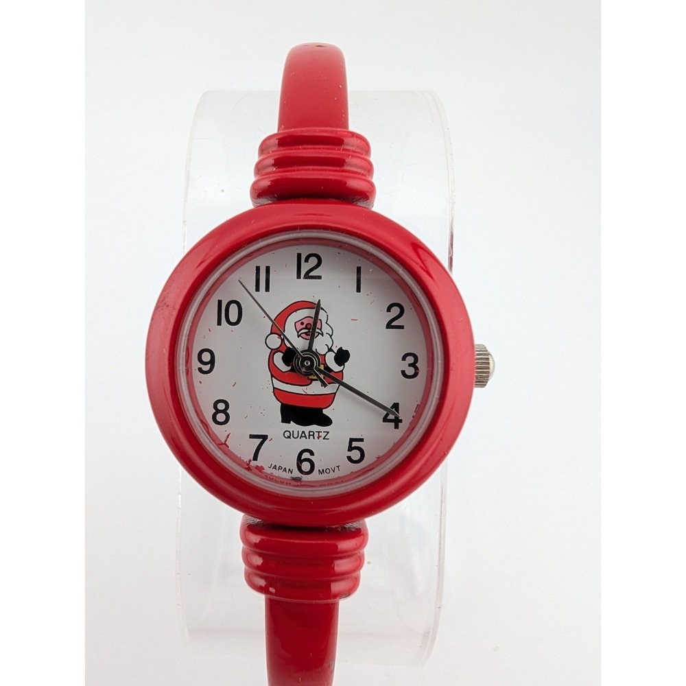 Geneva Christmas Santa Claus Watch Women Red Bangle Band- New Battery